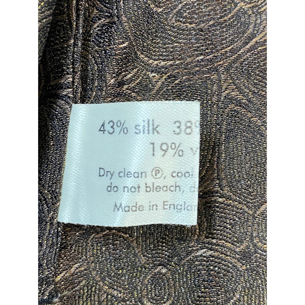 VTG Eskandar Brocade Silk Kimono Jacket Womens 1 Brown Metallic Floral - Picture 10 of 11